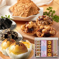 中秋月餅禮盒E1 特大（特-蛋黃酥4入+夏綜塔5入+瓦片8包+芝麻糕240g）